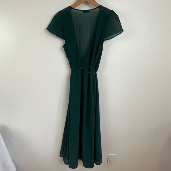 Soieblu Women’s Medium Dark Green Wrap Deep V Formal Dress Maxi Gown Bridesmaid - Picture 11 of 12